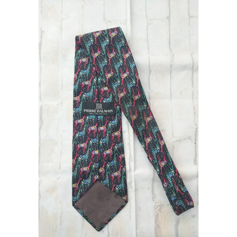 PIERRE BALMAIN Paris 100% Silk Mens Necktie Tie Made‎ in Italy Giraffes - Picture 3 of 3